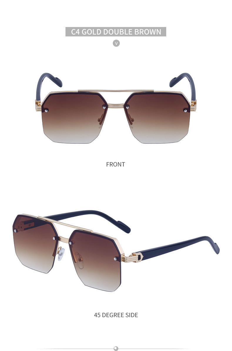 2025New style sunglasses with a high-end feel, European and American half-frame glasses, fashionable sunglasses for women with UV protection sunglasses - 图片 24