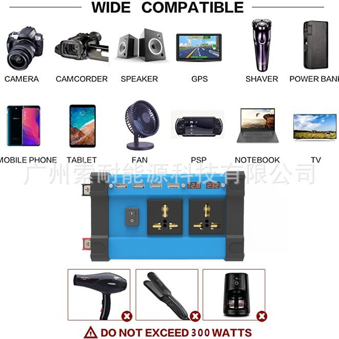 Motorcycle and Car Accessories300W/500W Car Converter Inverter12V Turn110V/220V Car Inverter Power Supply - 图片 3
