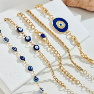 European and American Style Bracelet Bohemian Devil's Eye Bracelet Design Sense Inlaid Diamond Oil Drop Exaggerated Bracelet Set