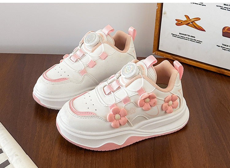 Children's Sports Shoes Spring and Autumn2025New Student Knob Girls' White Sneakers Versatile Casual Girls' Running Shoes - 图片 25