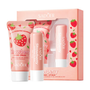 Strawberry Hand Cream Lip Balm Set SADOER Nourishing Autumn and Winter Hand Cream Lip Balm  Wholesale