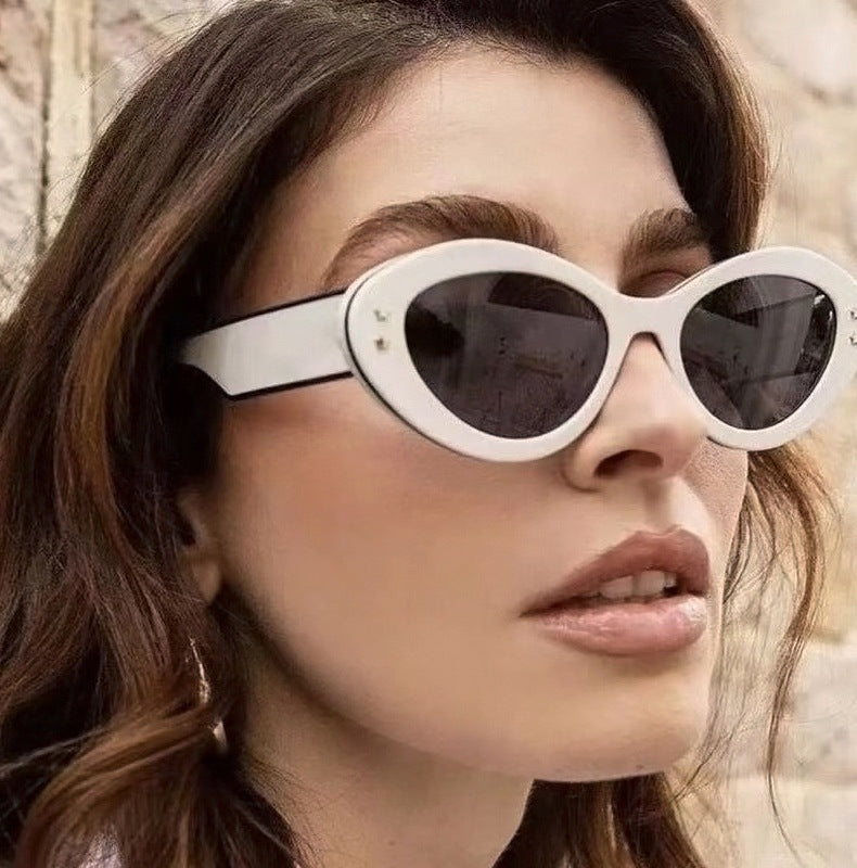 New Wide Mirror Leg Cat Eye Sunglasses for Women, European and American Fashion, High-End Feel Sunglasses sunglasses - 图片 10