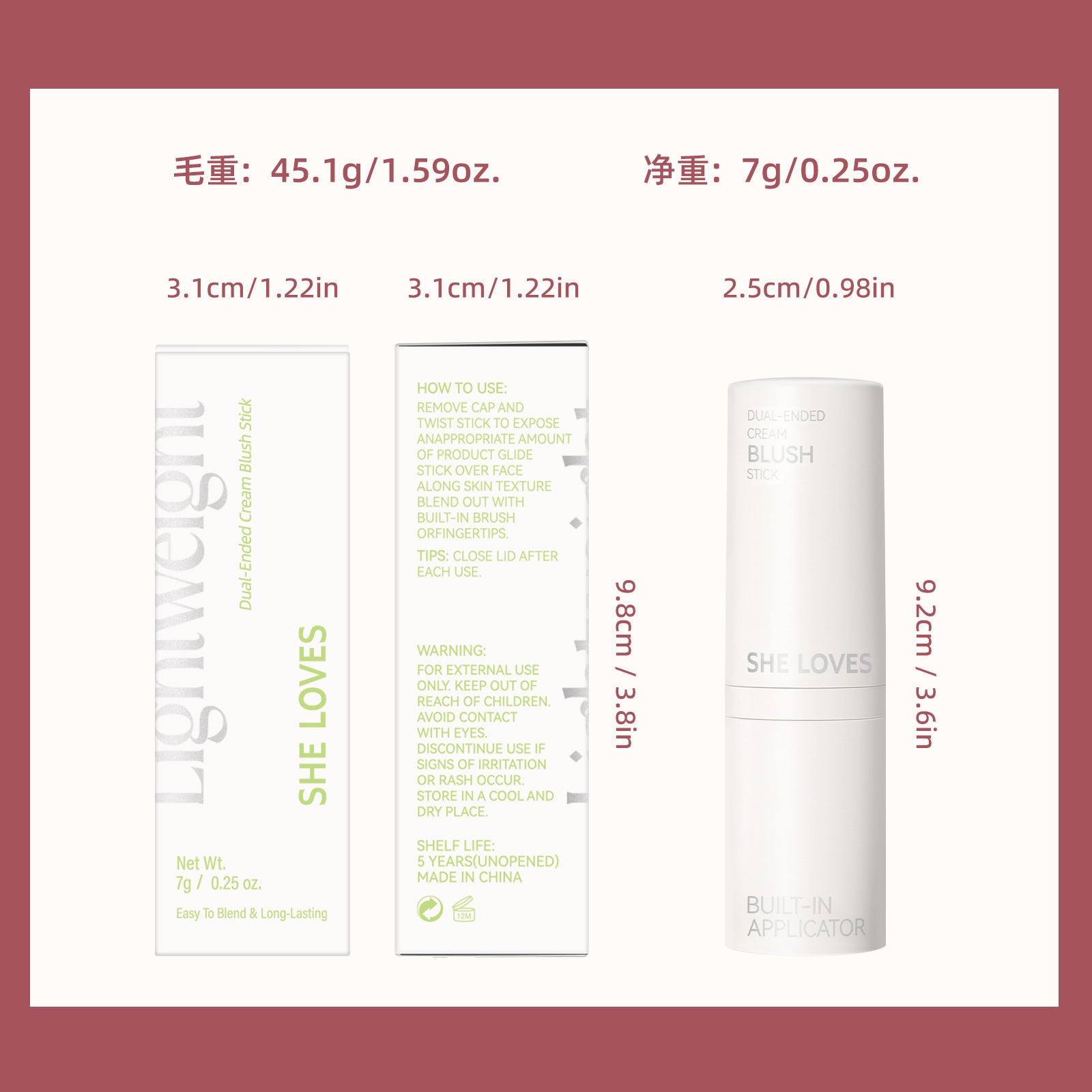 New Product sheloves Blush Stick Long-lasting Natural Color Cream Rouge Low Saturation Expanding Color Makeup - 图片 20