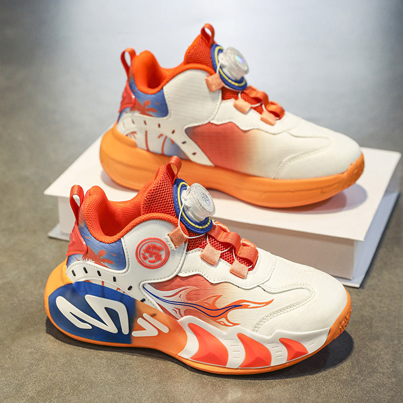 Chinese Style Girls' Shoes2025Autumn New Mesh Breathable Running Sports Shoes Children's Anti-Slip Wear-Resistant Basketball Shoes - 图片 3