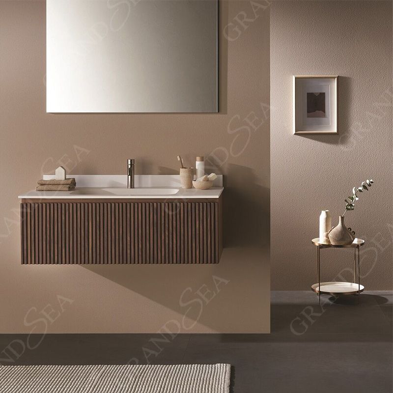 Factory Price PVC Bathroom Vanity Cabinet With Aluminum LED Mirror Cabinet New Design PVC Bathroom Vanity With Ceramic Basin - 图片 4