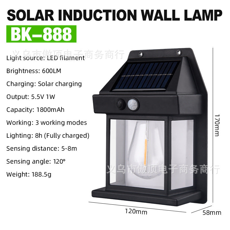 New Solar Light Outdoor Human Body Sensor Light Waterproof Street Light Tungsten Wall Light Garden Courtyard Night Light - 图片 5