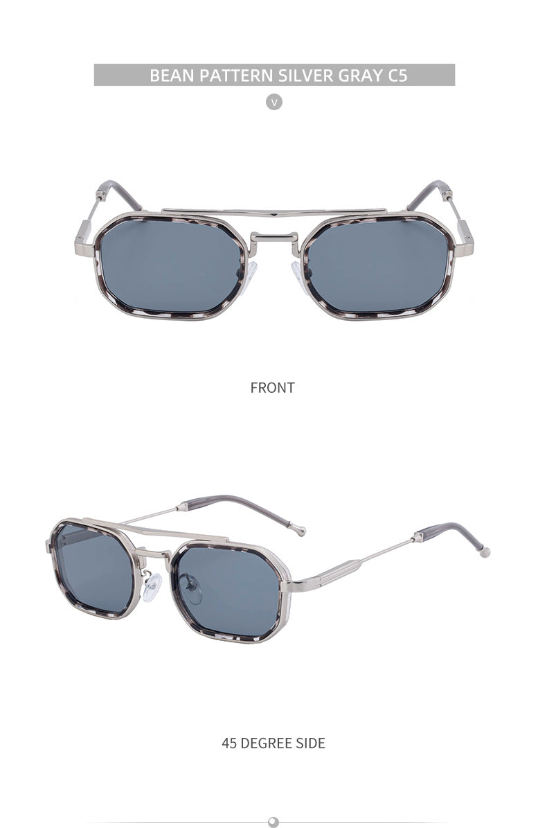 2025New Small Frame Glasses Men Double Beam retro Sunglasses Men's High Sense Full Frame Sunscreen Sunglasses shades - 图片 31