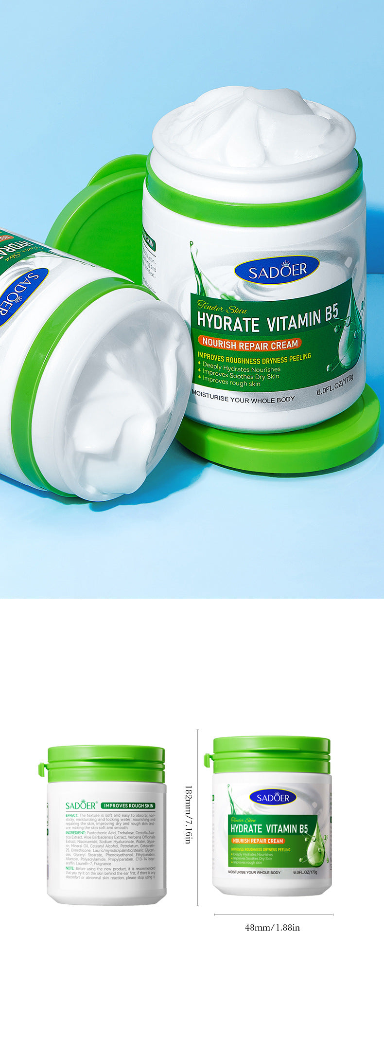 Repair cream170g SADOER Vaseline Vitamin C Hydrating and Moisturizing Face Cream Cross-Border Wholesale - 图片 17