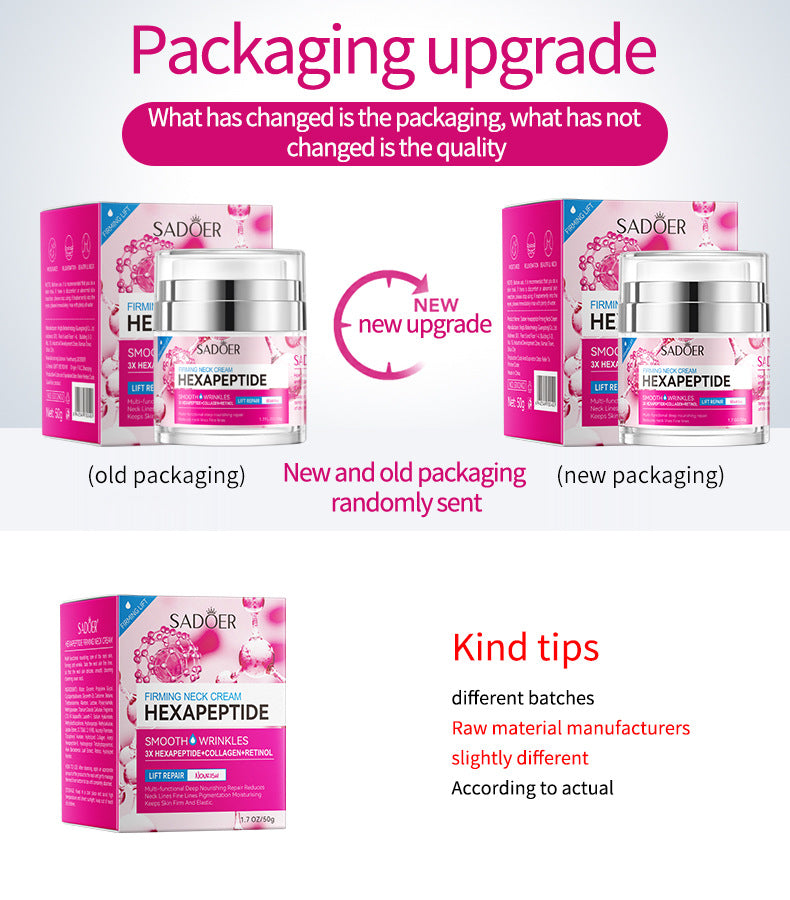 Six Peptide Neck Cream50g SADOER Tightening, Hydrating, Skin Rejuvenation, Fine Line Tightening, Cross-Border Wholesale - 图片 6