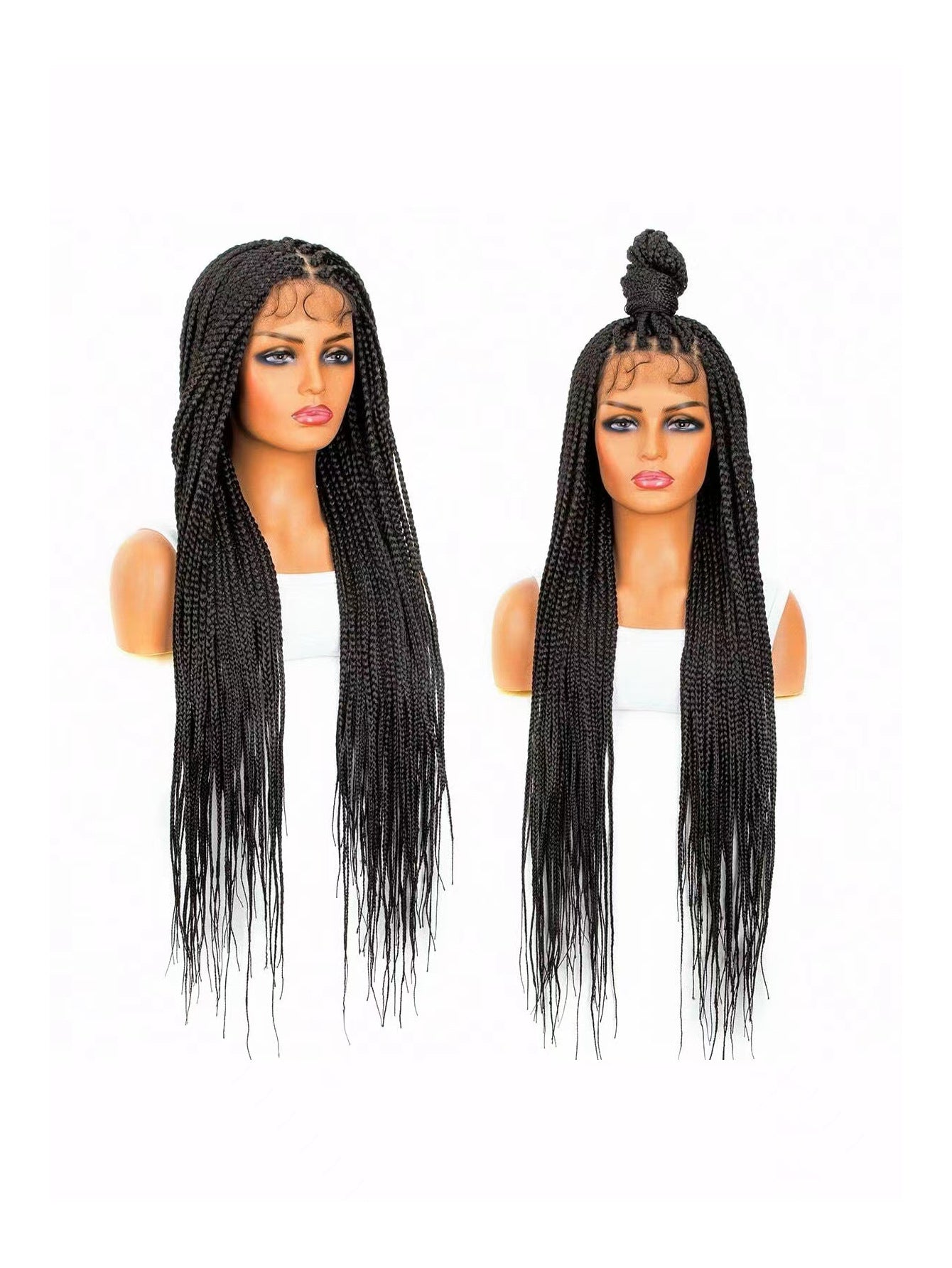 Foreign Trade Cross-Border European American African Wig for Women Full Hand-Woven Lace Three-Strand Braid Long Straight Hair Wig briad wig - 图片 14