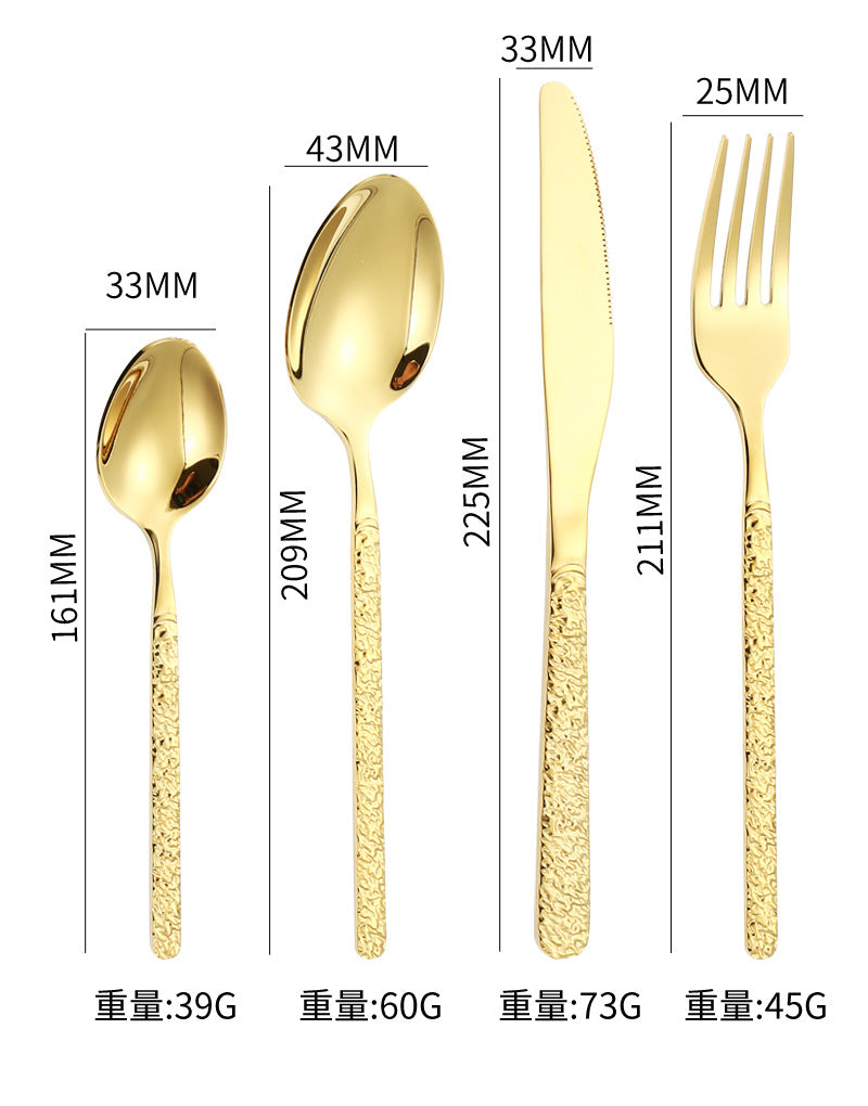 410Stainless Steel Cutlery Set Stone Pattern Knife Fork Spoon24Western-style dining set6Steak Knife and Fork for One Person - 图片 21