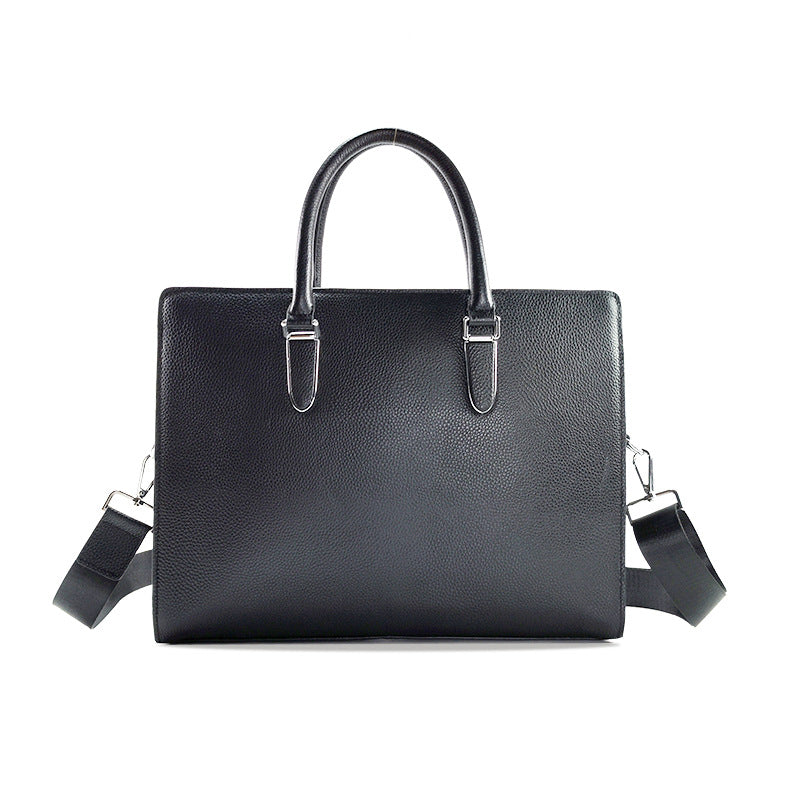 Fingerprint Unlock Bag Genuine Leather Business Commuting Large Capacity Men's Cowhide High-end Handheld Briefcase Anti-theft - 图片 5