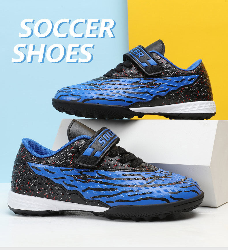 New football shoes for men and women with Velcro for children TF Broken Nail Style Youth Student Grassland Flat Training Shoes - 图片 11