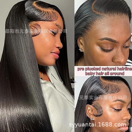 13x4 Lace Front Wigs Long Straight Black Synthetic Wigs - 图片 14