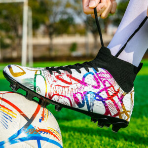 Youth Football Shoes Men and Women Long Spikes Adult Professional Sports Training Shoes Artificial Grass Non-Slip Wear-Resistant Competition Shoes