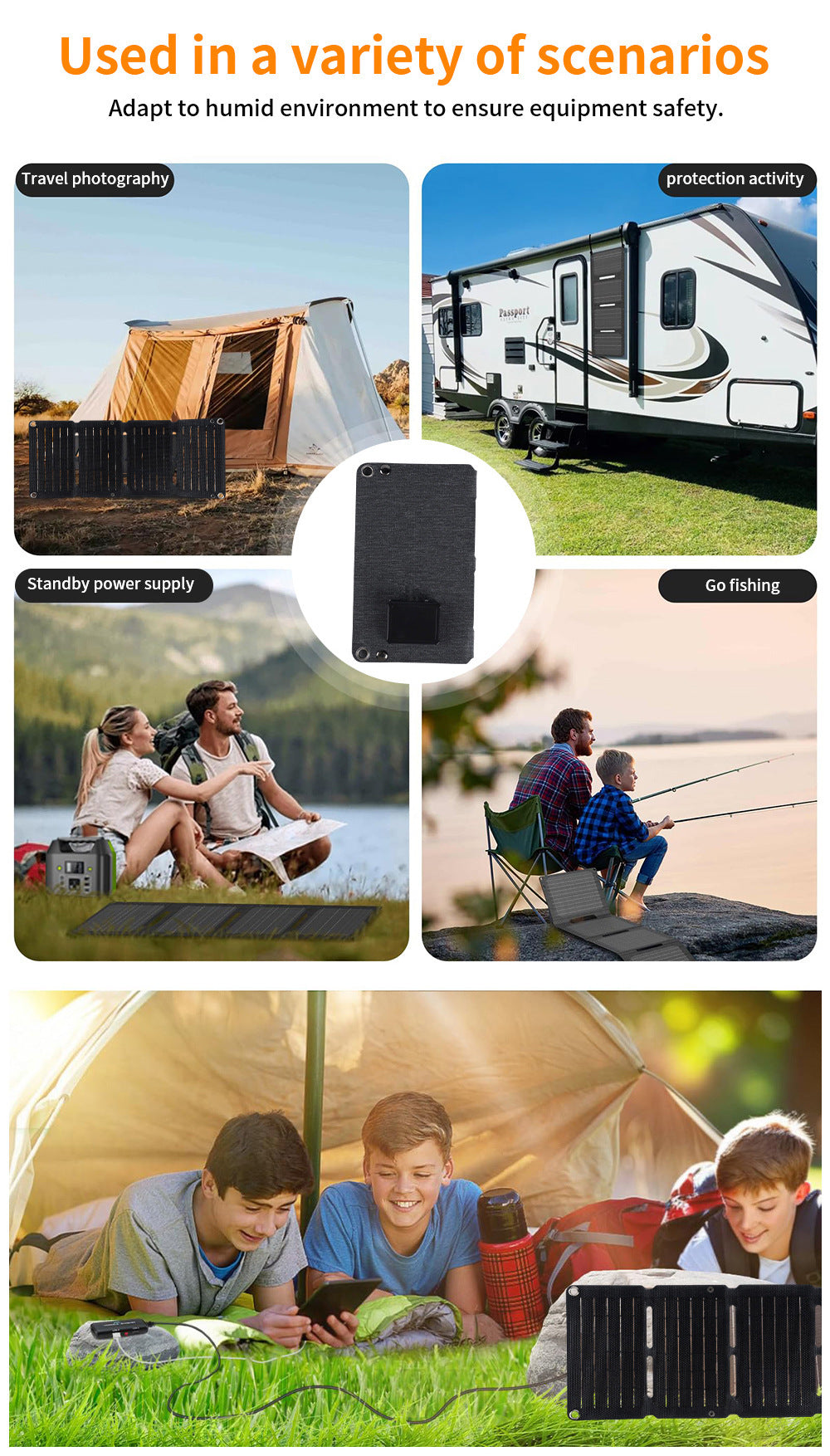 10W Solar Panel Solar Folding Bag ETFE Efficient Mobile Phone Power Bank Outdoor Portable Photovoltaic Power Supply - 图片 11