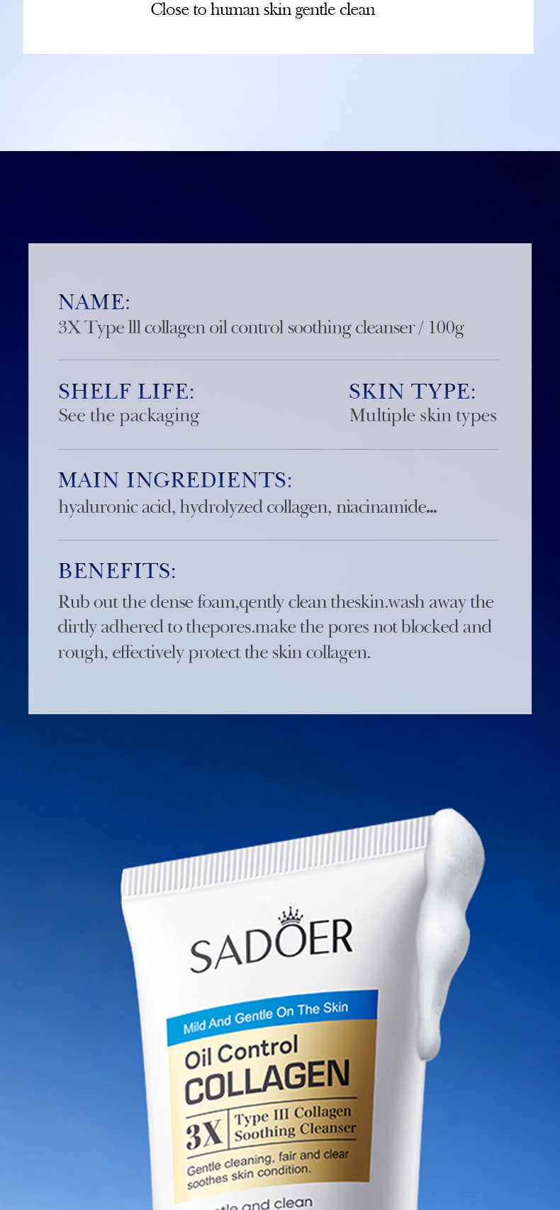 Cross-border Triple Collagen Facial Cleanser100g Deep Cleansing Facial Cleanser Export Manufacturer Wholesale - 图片 15