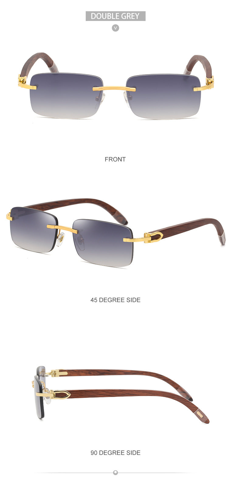 Fashion Sunglasses for Men Frameless Wooden Leg Slingshot Sunglasses Men Trendy Wooden Optical Frame sunglasses - 图片 31