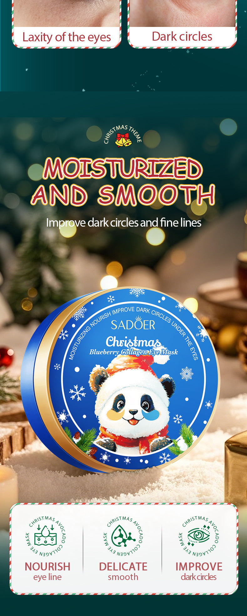 Christmas Blueberry Collagen Eye Mask SADOER Moisturizing Eye Mask Cross-Border Wholesale - 图片 11
