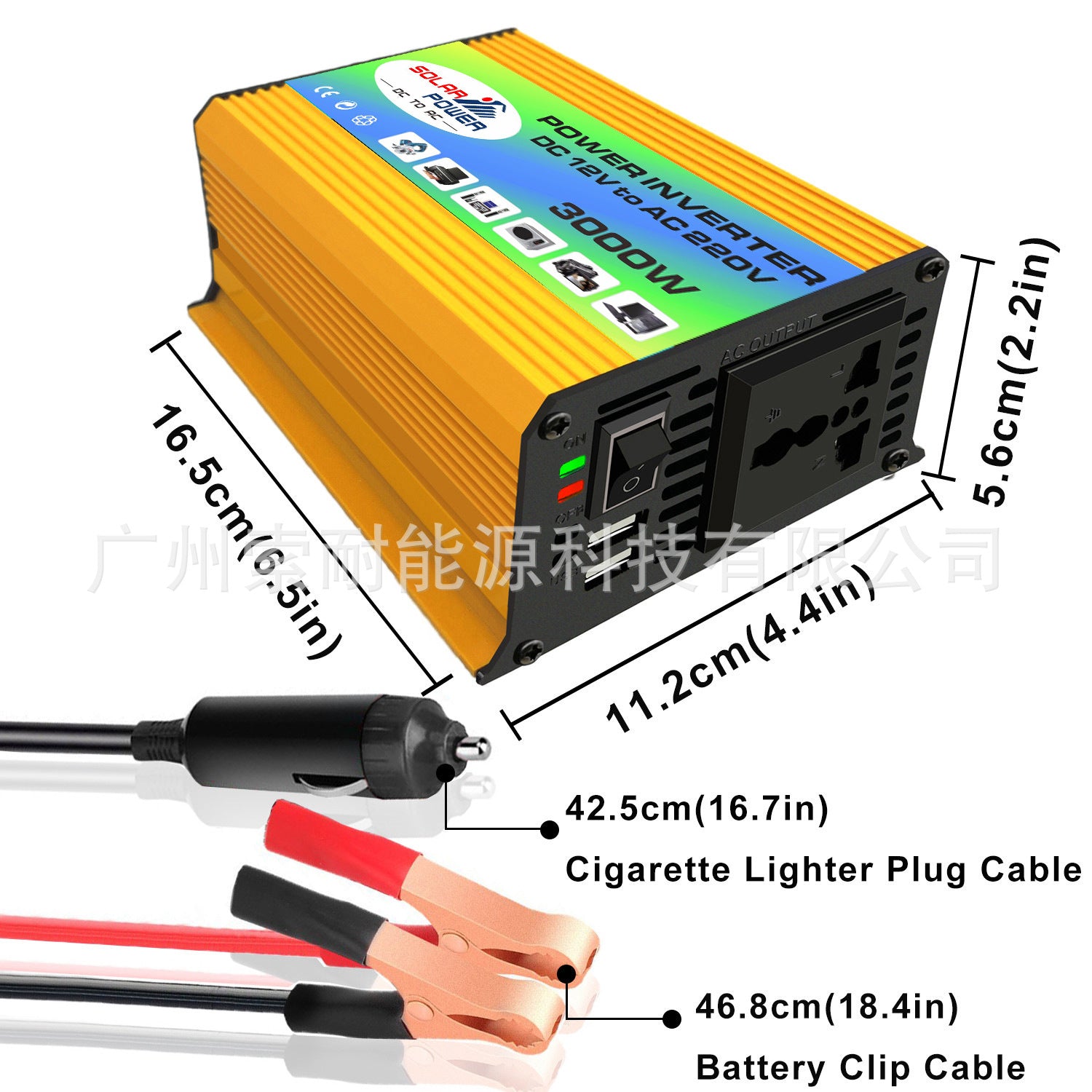 Tang Dynasty Car Inverter300W 12V Turn220V 110V Double USB Mouth car power inverte - 图片 11