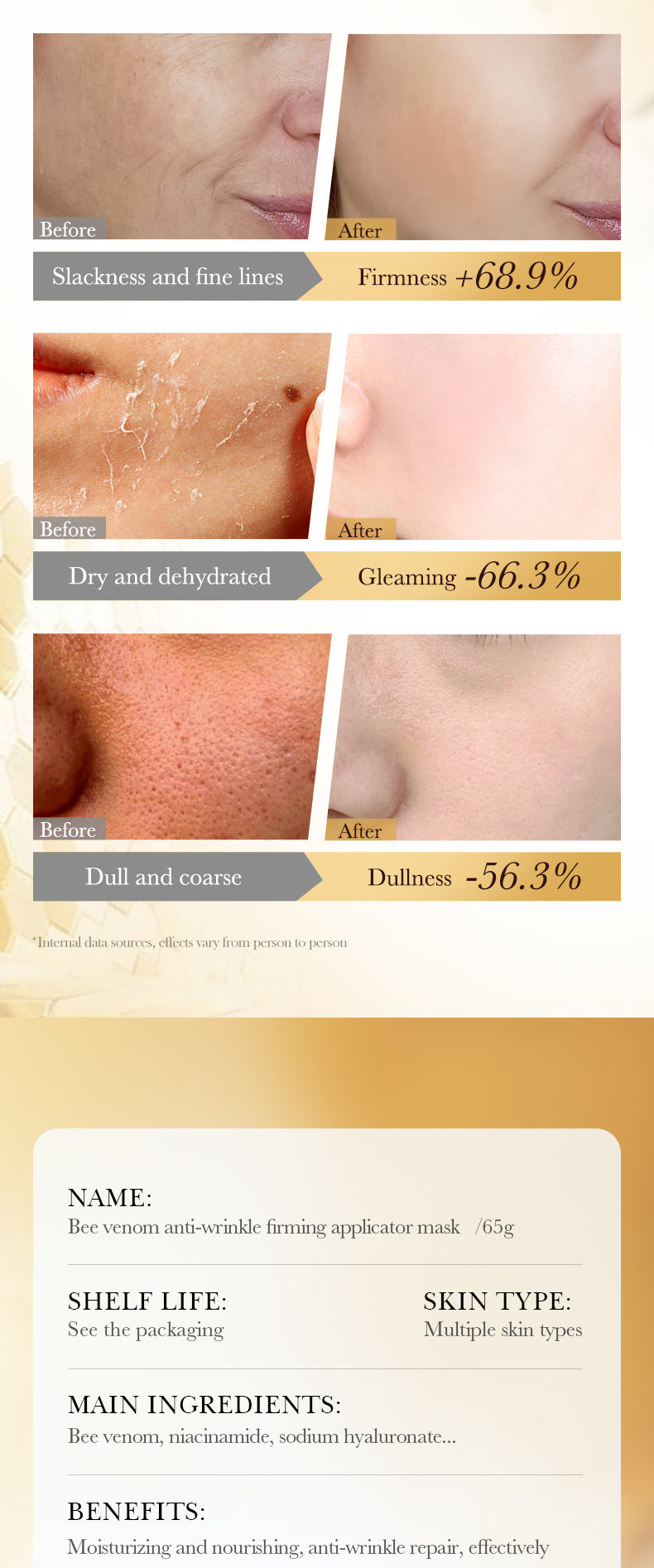 Bee Venom Firming Mask SADOER Anti-wrinkle moisturizing cream cross-border foreign trade wholesale - 图片 15