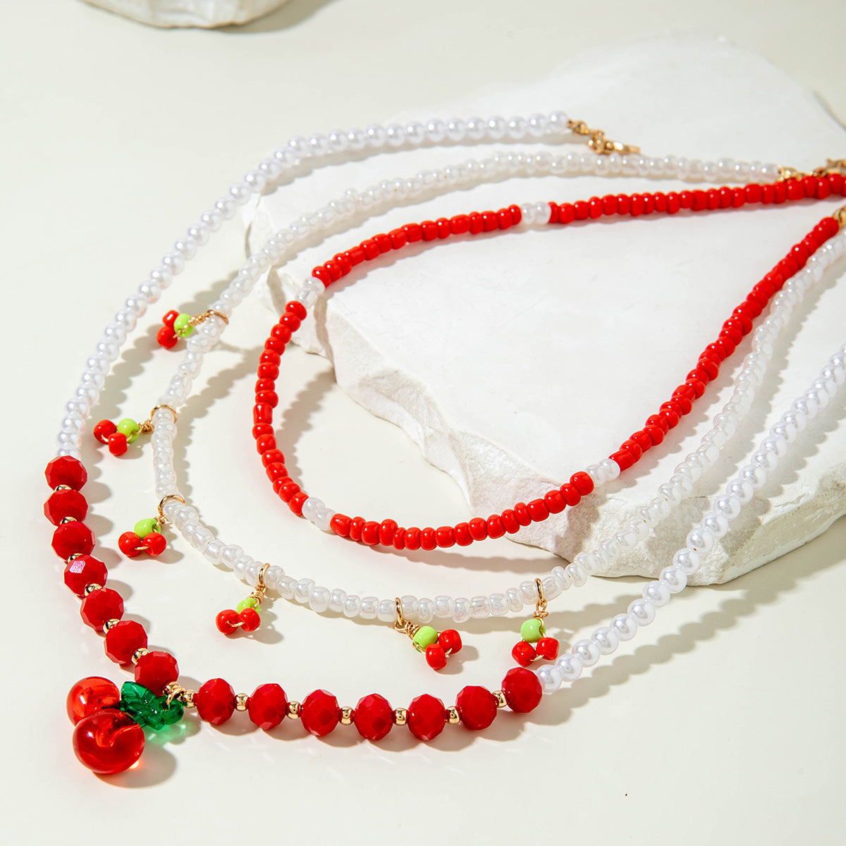 European and American Style Jewelry Light Luxury Imitation Pearl Cherry Necklace High-End Versatile Grass Multi-Layer Stacking Necklace Wholesale - 图片 53