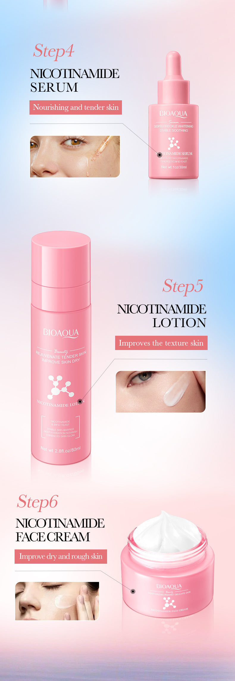 Cross-border Niacinamide Hydrating and Rejuvenating Six-Piece Set Hydrating Moisturizing Gift Set Cross-Border Wholesale - 图片 14