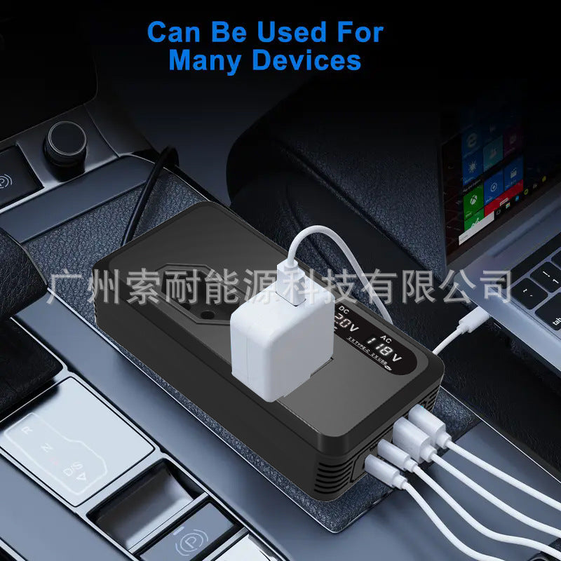 Universal Socket Car Inverter200W Hot Sale12V Turn110V/220V Double USB Double Type-C - 图片 8