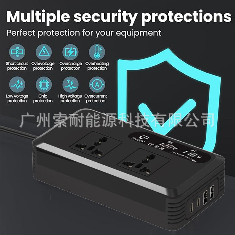 Universal Socket Car Inverter200W Hot Sale12V Turn110V/220V Double USB Double Type-C - 图片 10