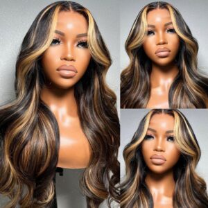 Highlight Ombre Lace Front Wig 13x6 Wavy Lace Glueless Wig