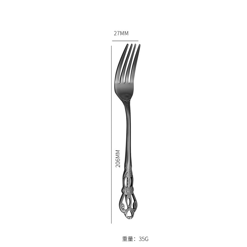 Stainless Steel Cutlery Restaurant Royal Court Knife Fork Spoon Set Hotel Western Cuisine European Retro Relief Steak Knife Fork - 图片 27