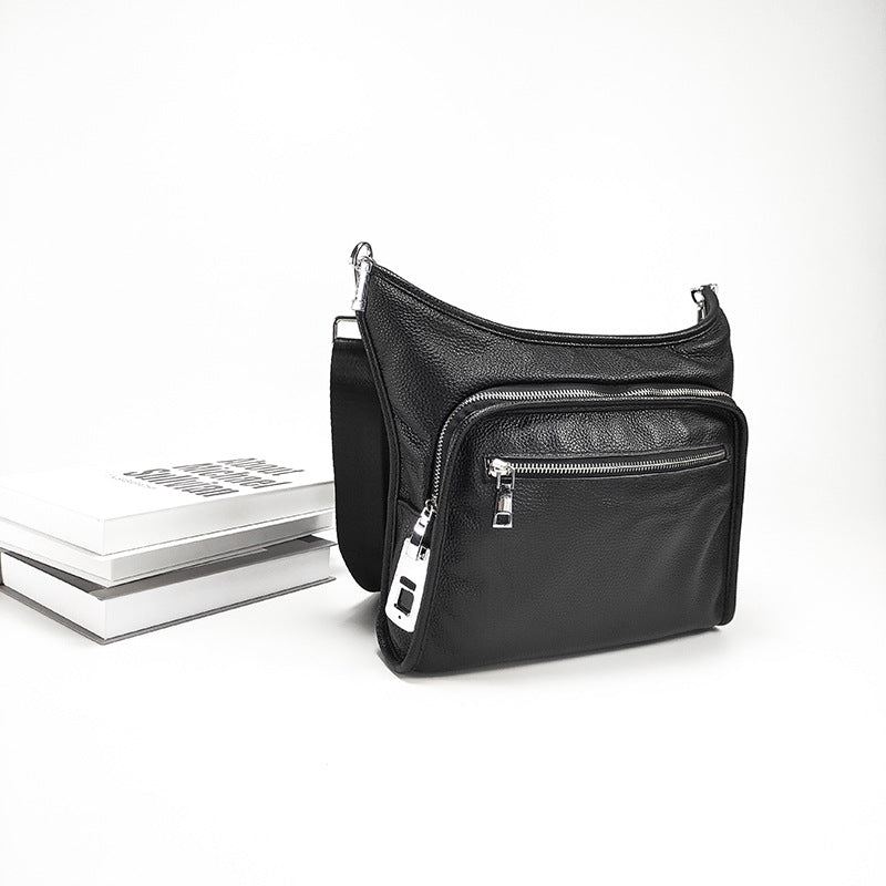 Fingerprint Lock Bag Genuine Leather New Business Commuting Backpack Fashion Small Crossbody Bag Men's Shoulder Bag Portable - 图片 5