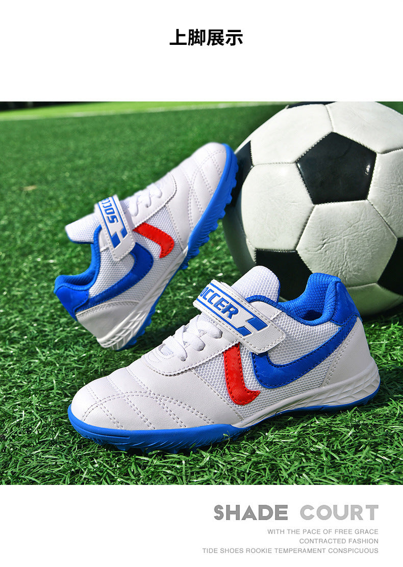 New football shoes for men and women with Velcro for children TF Broken Nail Style Youth Student Grassland Flat Training Shoes - 图片 16