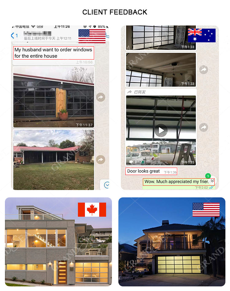 Modern Industrial Overhead Garage Door Motor Automatic Aluminum Glass Garage Door for Homes - 图片 16