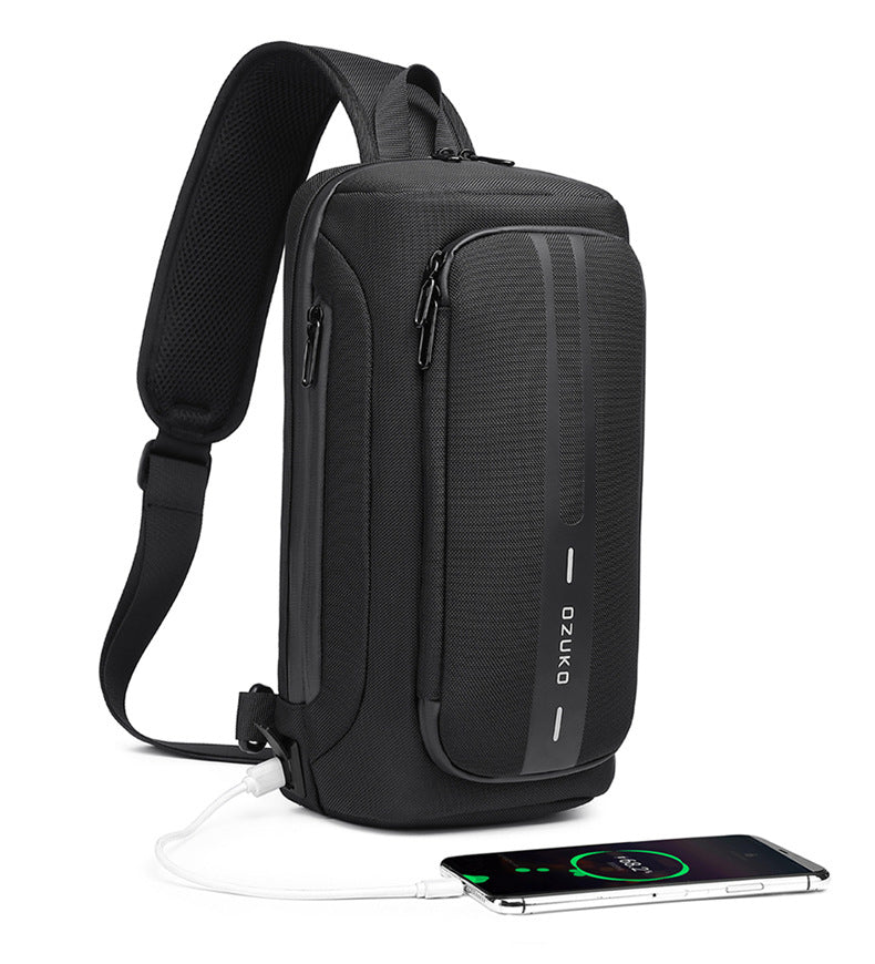 OZUKO Men's Functional Chest Bag Waterproof Crossbody Bag Multifunctional Shoulder Bag Outdoor Sports Large Capacity Trendy Bag - 图片 25