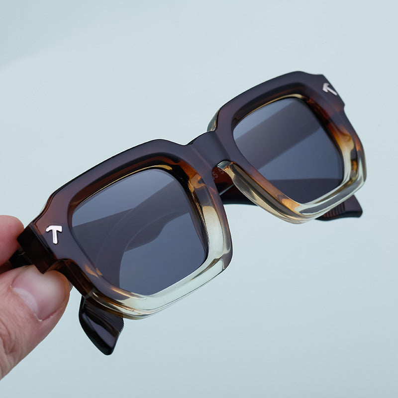 New European and American Fashion Square Frame Sunglasses for Men, Simple Personality Black Frame Glasses sunglasses - 图片 18