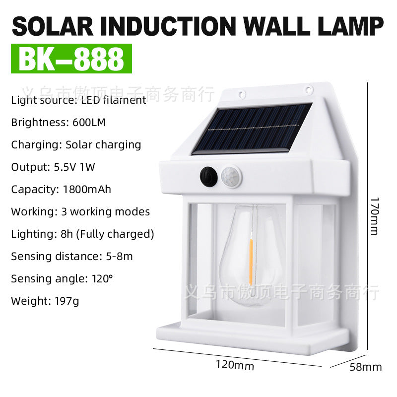 New Solar Light Outdoor Human Body Sensor Light Waterproof Street Light Tungsten Wall Light Garden Courtyard Night Light - 图片 6