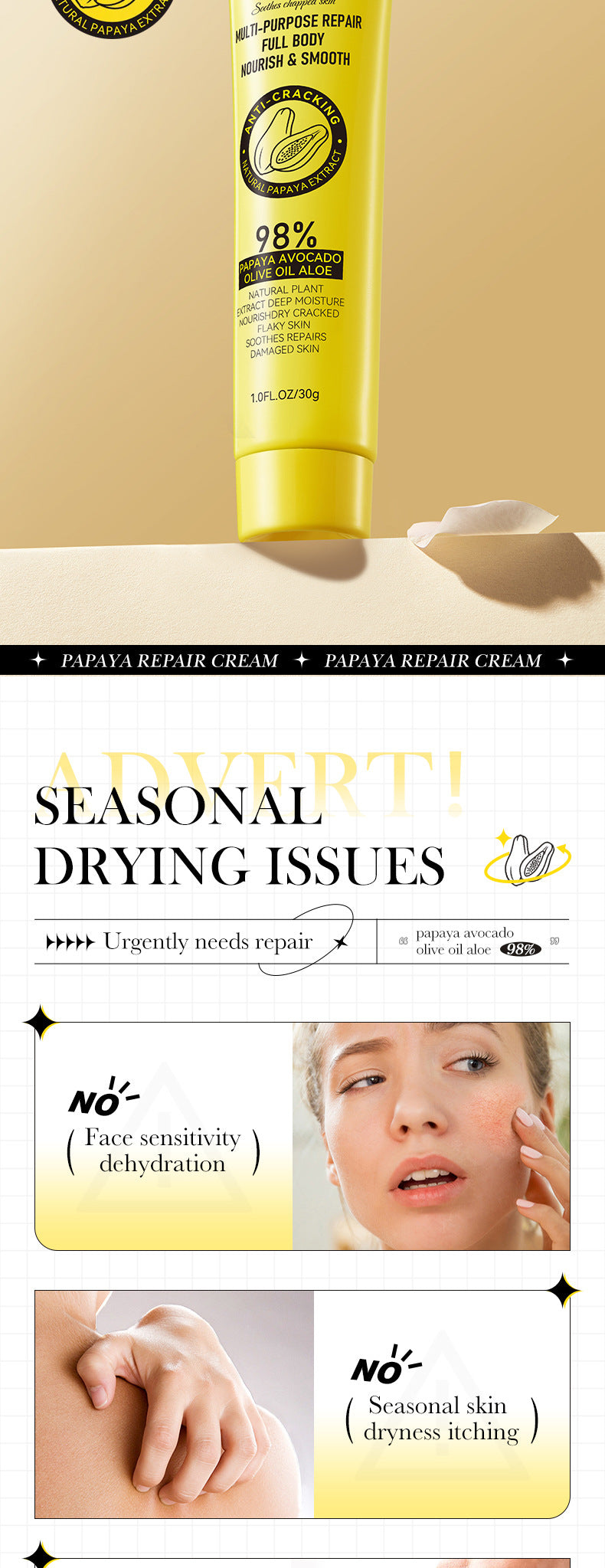 Papaya Skin Rejuvenation Cream30g SADOER Anti-chapped Body and Face Cream Wholesale for Cross-border Trade - 图片 7