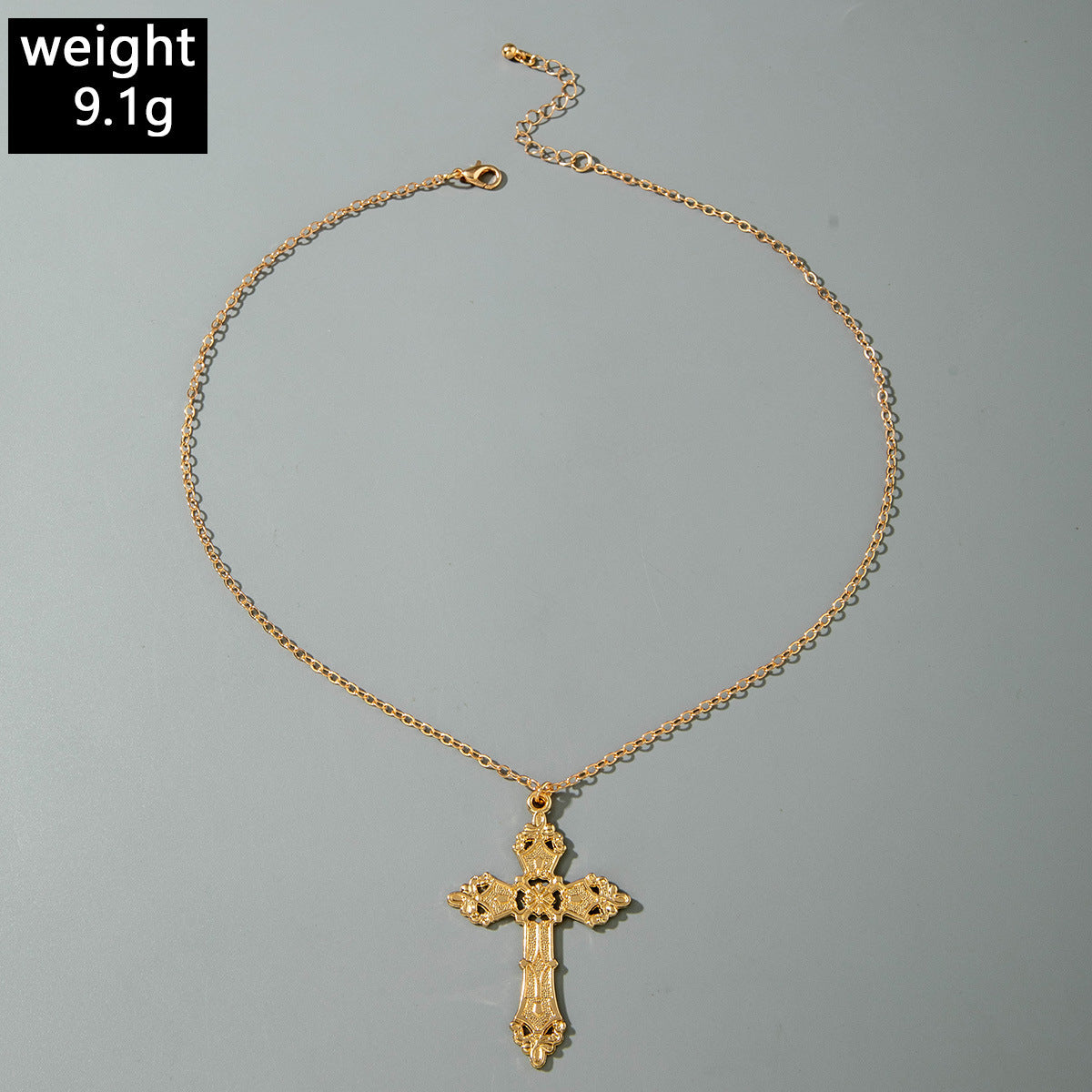 European and American Retro Hollow Diamond Cross Pendant Necklace Gothic Style Black Layered Wear Y Type Necklace - 图片 101