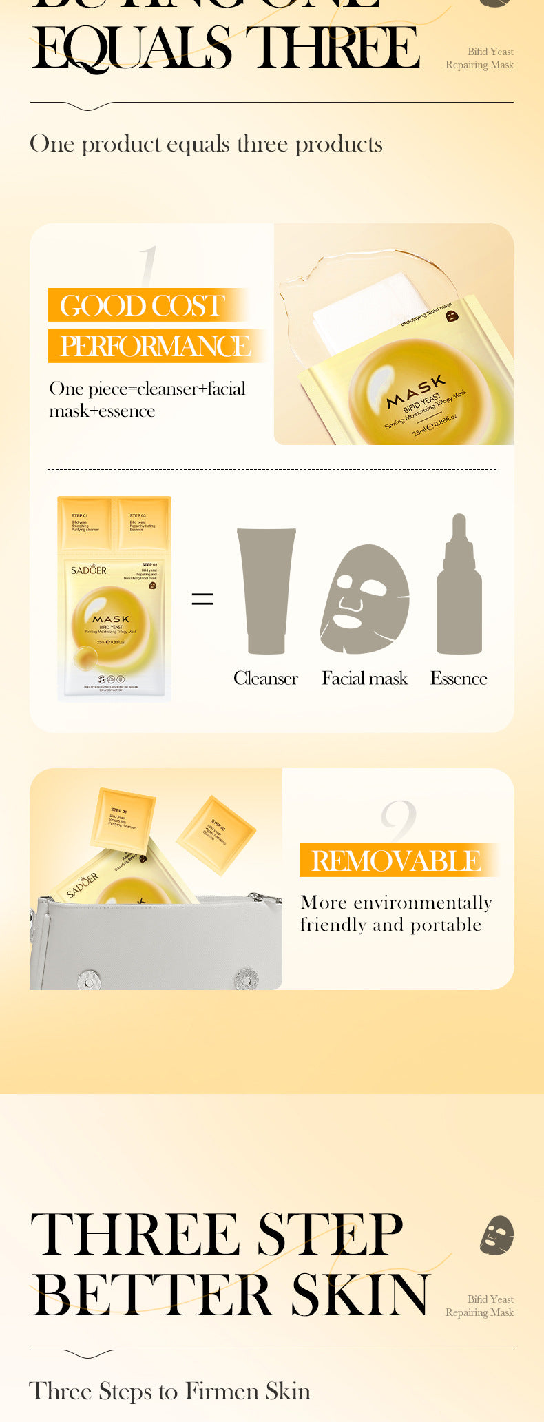 Trilogy Mask SADOER Hyaluronic Acid Firming Acne Removal Hydrating Beauty Mask Cross-Border Wholesale - 图片 18