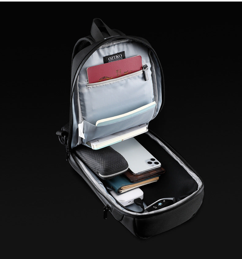 OZUKO Men's Functional Chest Bag Waterproof Crossbody Bag Multifunctional Shoulder Bag Outdoor Sports Large Capacity Trendy Bag - 图片 29