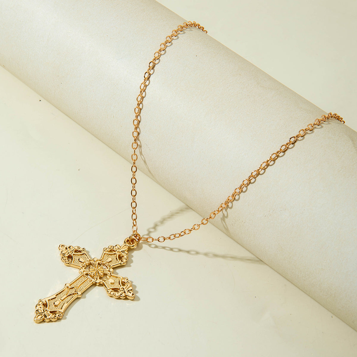 European and American Retro Hollow Diamond Cross Pendant Necklace Gothic Style Black Layered Wear Y Type Necklace - 图片 103