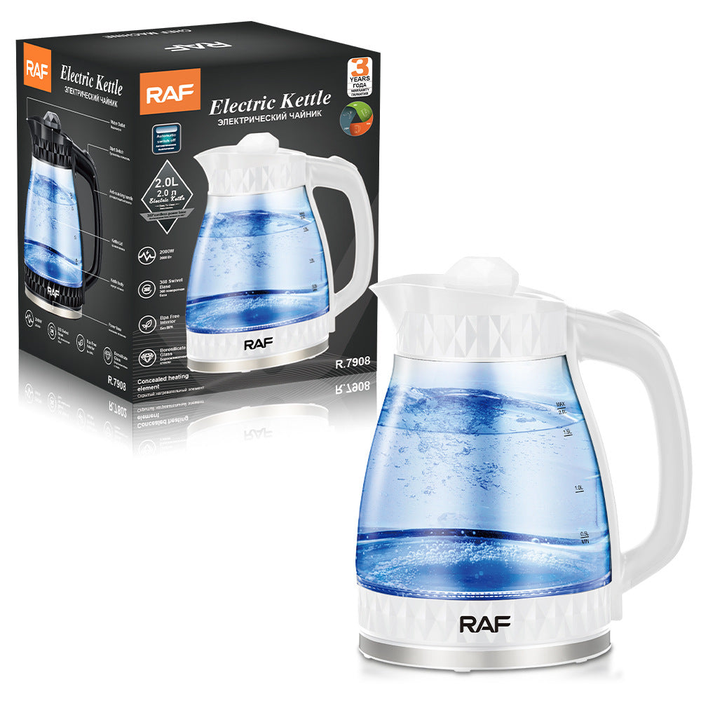 RAF European Standard Transparent Glass2L Electric Kettle Automatic Large Capacity Multi-Functional Kettle Overheat Protection - 图片 3