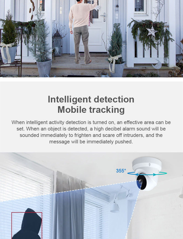 360Panoramic View WiFi Dome Camera V380Conch Wireless Camera Monitor HD Wide Angle - 图片 10