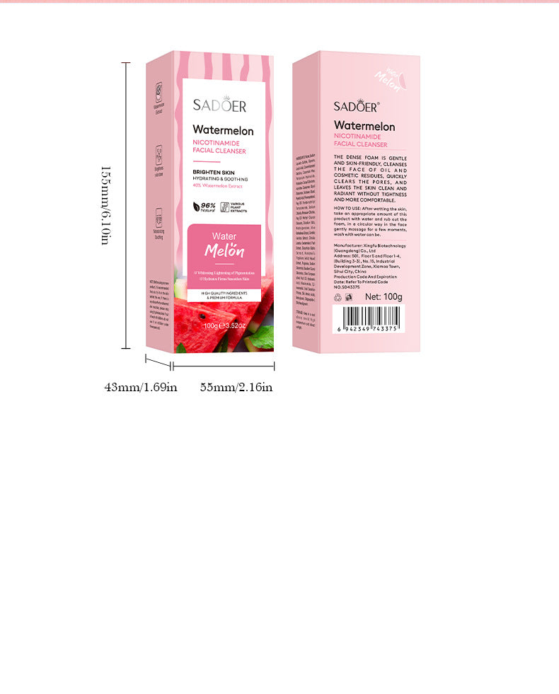 Niacinamide Watermelon Facial Cleanser SADOER Deep Cleansing Facial Cleanser Cross-Border Wholesale - 图片 19