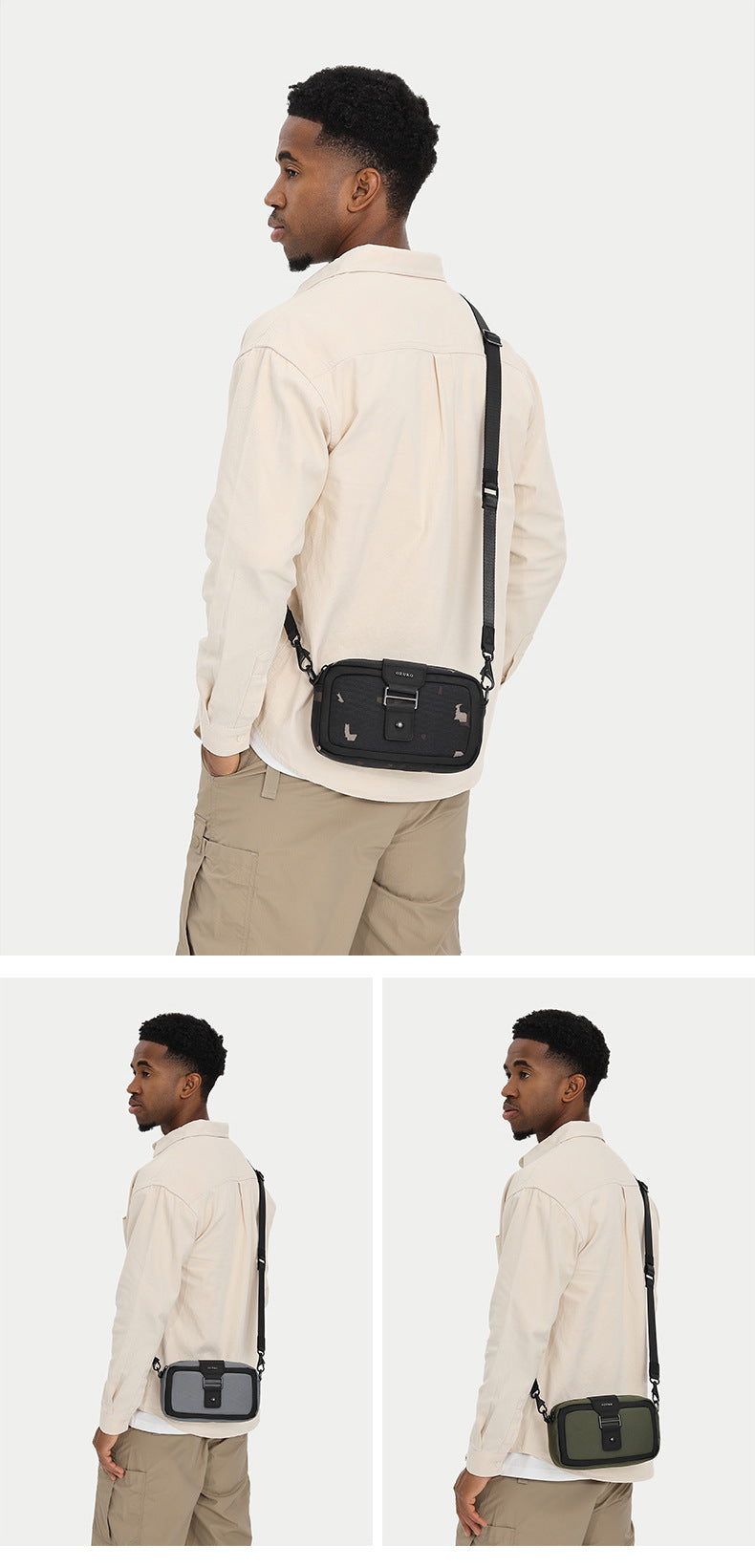 Men's Crossbody Bag High-End Single Shoulder Bag Portable Small Bag Waterproof Oxford Cloth Mini Men's Bag Trendy Style - 图片 19
