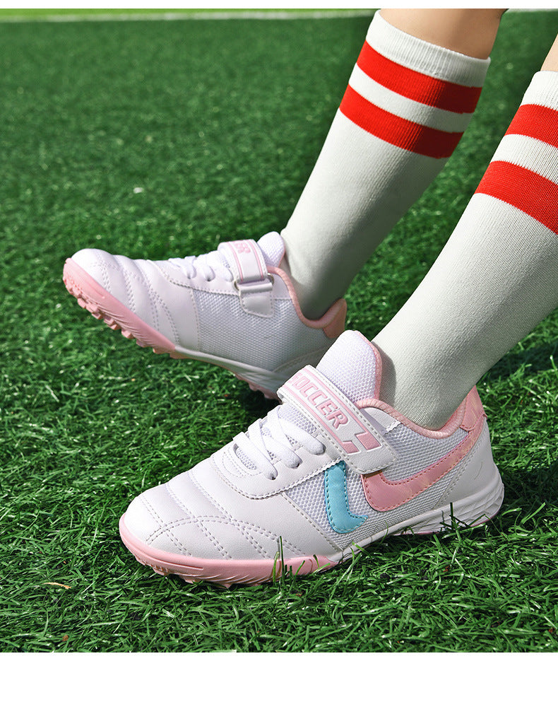 New football shoes for men and women with Velcro for children TF Broken Nail Style Youth Student Grassland Flat Training Shoes - 图片 33