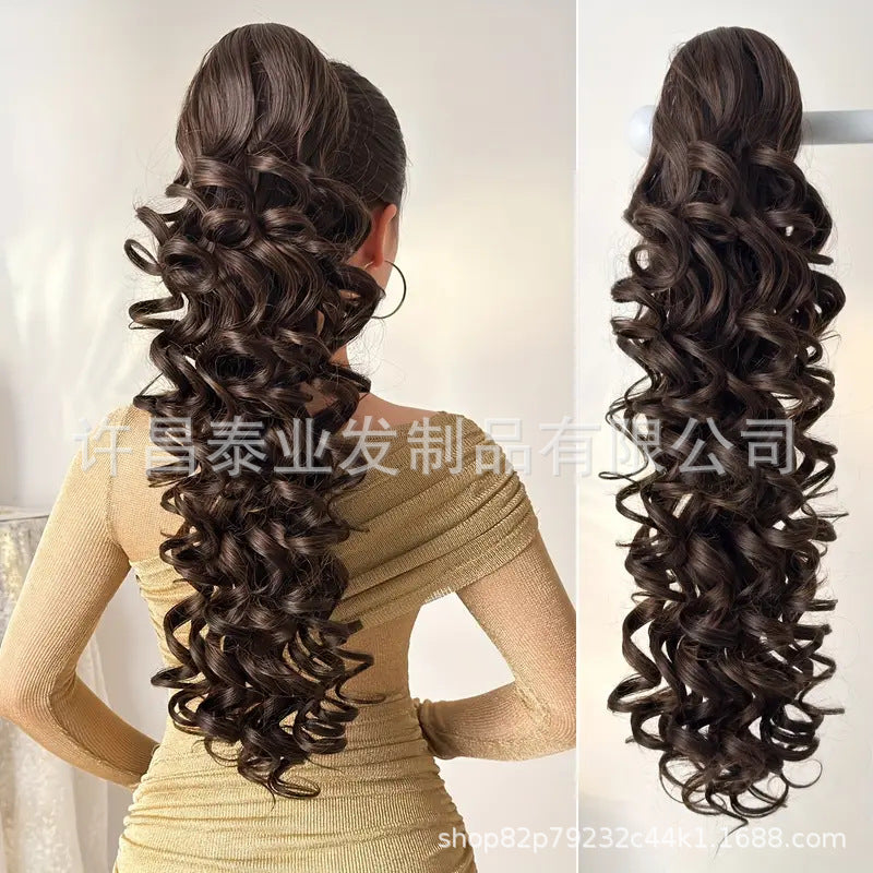 Amazon Cross-Border Trade Wig Ponytail for Women70cm Long Curly Hair Multi-layer Big Wave Claw Clip Ponytail Synthetic Braids - 图片 3