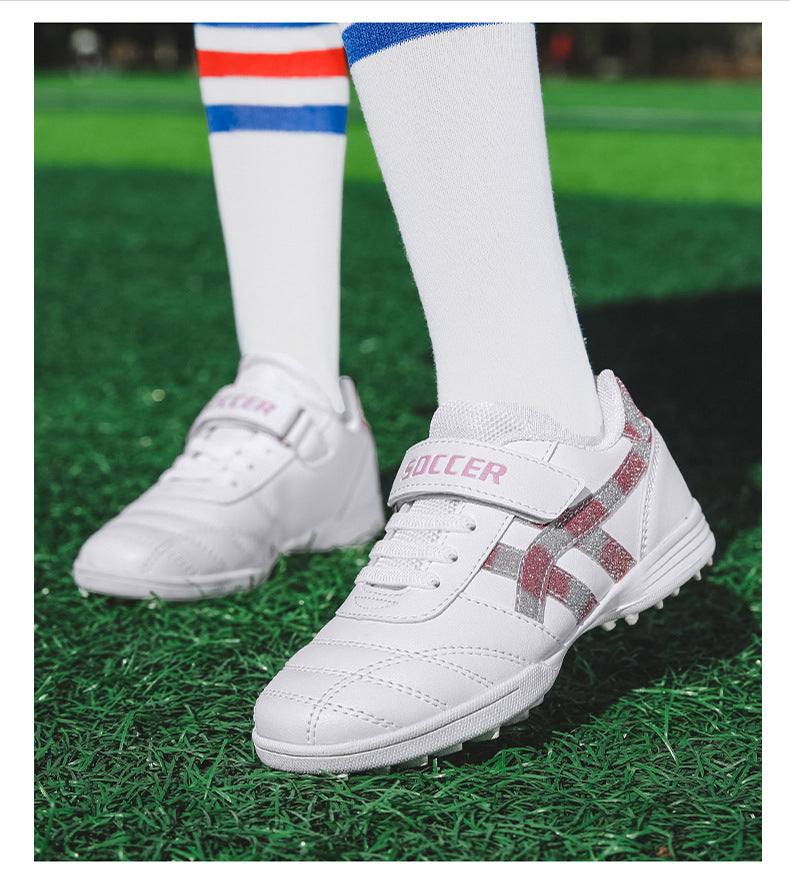 New football shoes for men and women with Velcro for children TF Broken Nail Style Youth Student Grassland Flat Training Shoes - 图片 20