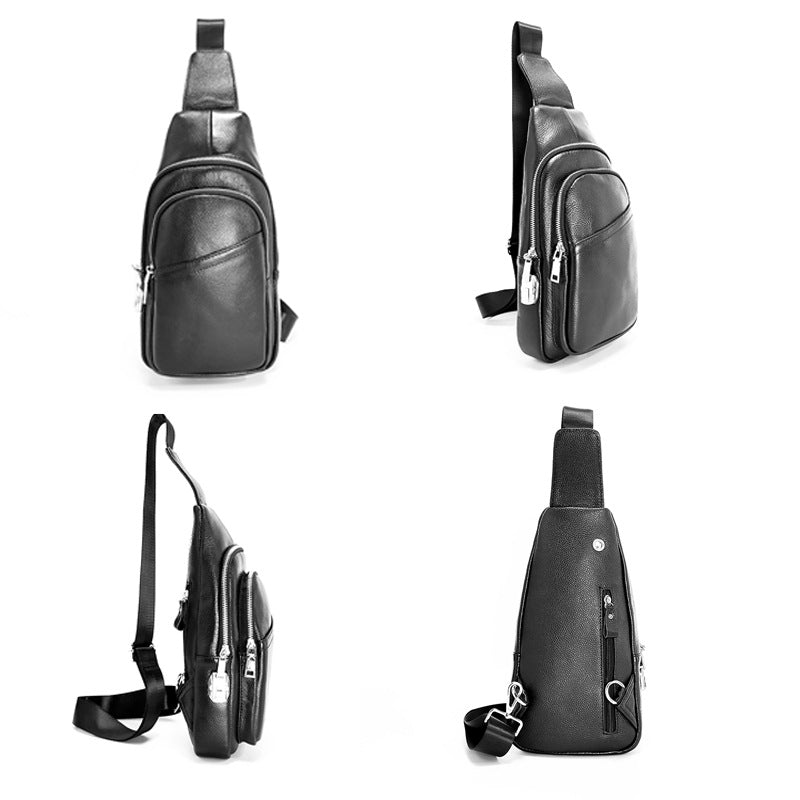 Anti-theft Bag Cowhide Chest Bag Password Lock Outdoor Sports Genuine Leather Single Shoulder Crossbody Bag Anti-theft Password Lock - 图片 3